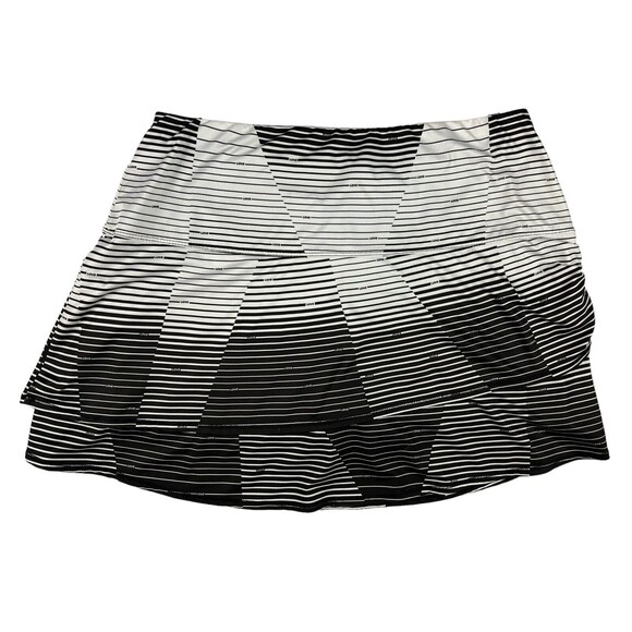 Lucky In Love Black & White Abstract Stripe Love Print Athletic Skort Size XL - Picture 2 of 7
